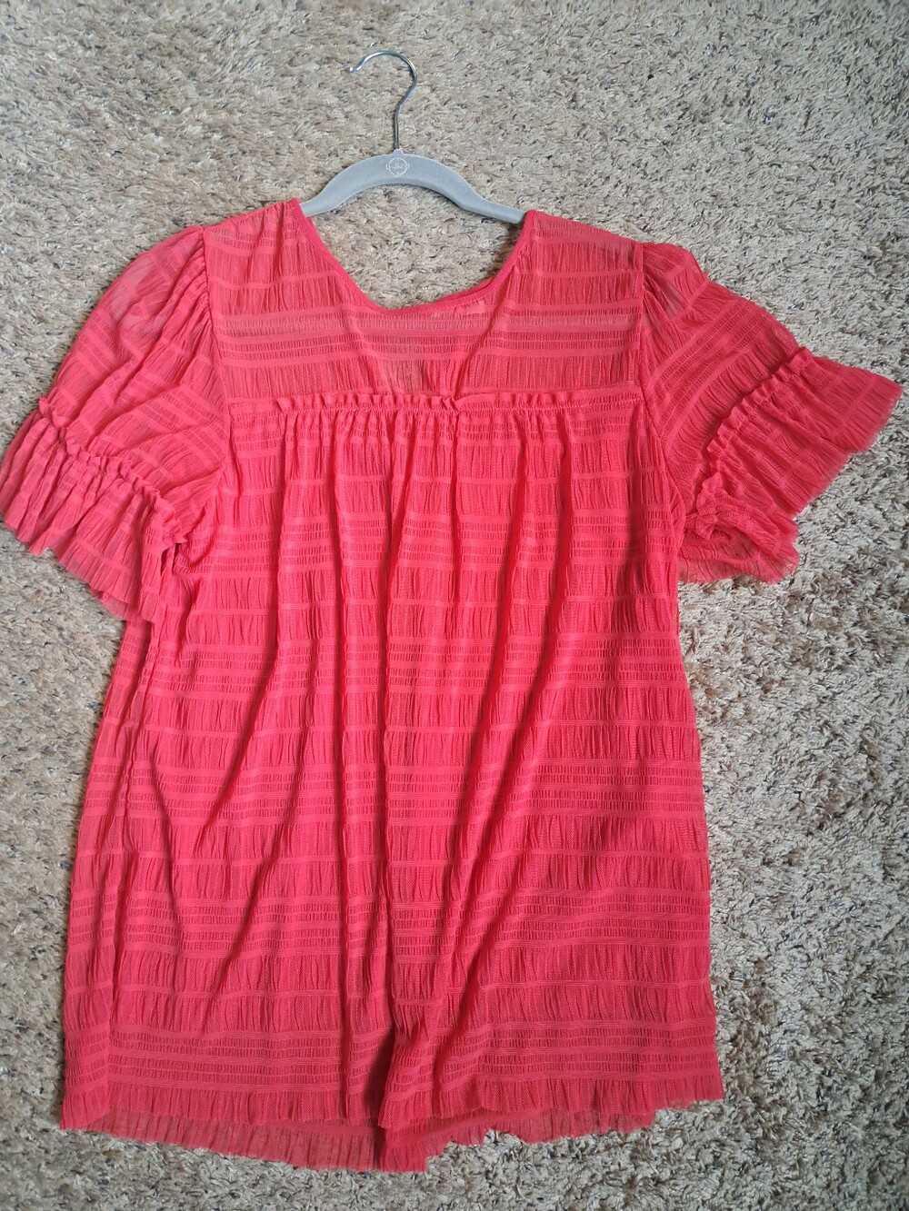 Max Studio Coral Textured Short Sleeve Top